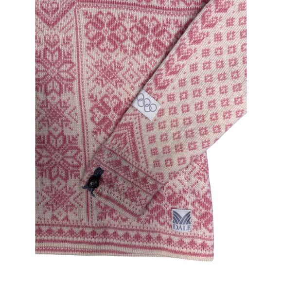 Dale of Norway Peace Knit Sweater Qtr Zip Womens Medium Pink 100% New Wool - Picture 6 of 15